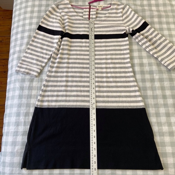 Hatley 100% cotton shift dress tunique striped grey white pink 3/4 sleeves - Picture 8 of 16